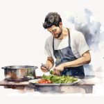 Preparando comida en un apartamento turístico con cocina durante un viaje a Madrid